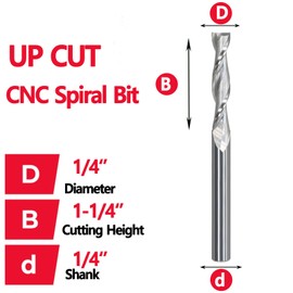 Spiral Router Bit 1/4 Shank - Up-Cut 1/4" Cutting Dia, 1-1/4" Cut Length, Solid Carbide CNC Router Bits End Mill, for Wood Slot Mortise, Grinding Grooving, Carving, by SICWOOD