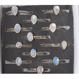 Natural Creations sterling silver stackable ring Size 10 Rainbow Moonstone