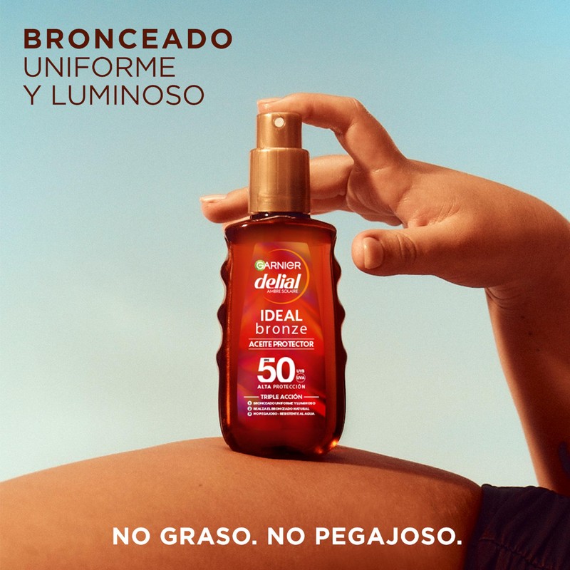 Delial Garnier IDEAL Bronze Protection Oil SPF 50 for an