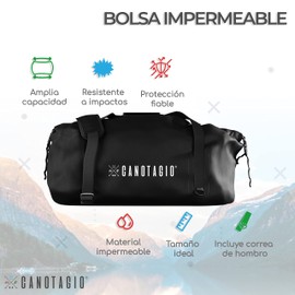 Canotagio Waterproof Dry Duffle Bag. Maleta Impermeable de 40 Lts. Mochila Sumergible a Prueba de Agua con Correa al hombro. Maleta Gym. Mochila Impermeable para lluvia, Lodo, Nieve o Tierra. Dry Bag