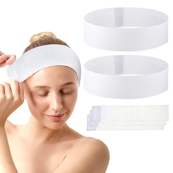 Pack of 30 Disposable Spa Headbands, Stretch Fleece Face Headband with Adjustable Magic Tape, Soft Skin Care, Essential for Home, Hotel, Spa and Hair Salon