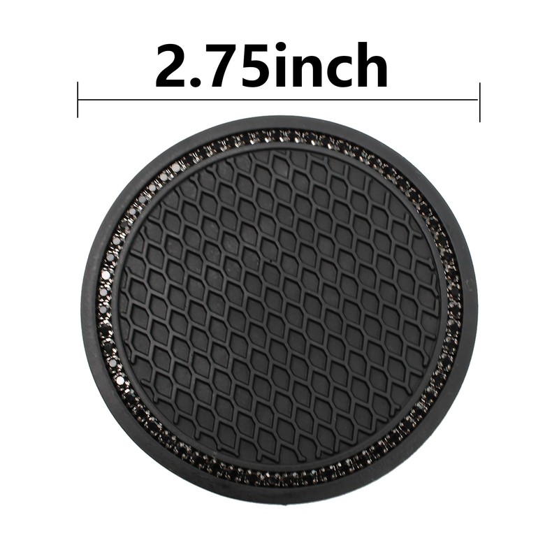 Septe Car Cup Holder Coasters,Cup Holder Insert,Black Rhinestone car Accessories,Black