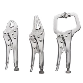 MacWork 3pc Mini Locking Set 4 in. curved jaw locking, 5in. mini C-clamp,5in. long nose locking