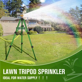 Impact Sprinkler on Tripod Base, Sprinkler for Yard Tripod Sprinklers for Yard Large Area, 360 Degree Coverage 3/4 Inch Extension Legs Flip Locks with Sprinkler Head for Yard Lawn Garden 1 Pack