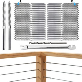 Swage Lag Screws for Cable Railing - 80 Pack T316 Stainless Steel Left and Right Handed Thread - 1/8" Cable Railing Hardware Kit for Deck Stair Wood Post Railing System