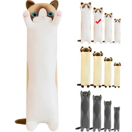 Mikytoper Cute Cat Plush Pillow - Long Cat Plush Stuffed Animals Plushie Pillow Soft Cat Pillow Plush for Kids Adult Kawaii Gift for Birthday Christmas Children's Day(white, 90cm)