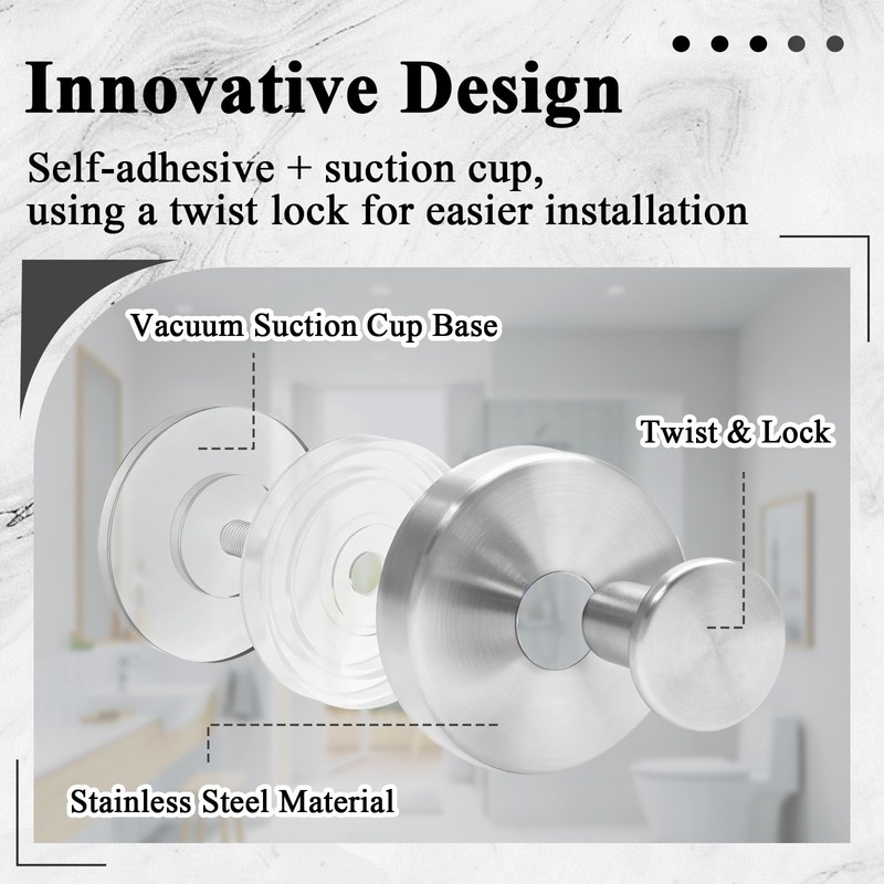 LifCratms 2 Pcs Suction Cup Hooks for Shower, Stainless Steel
