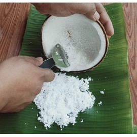 Plai Na Coconut Hand Grater Scraper Shredder Blade Meat Removal Tool Stainless Steel, Bottle Opener, Peeler