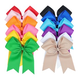 12-Pcs 5-Inch Large Grosgrain Ribbon Cheer Bows with Alligator Hair Clips - Stylish Hair Accessories for Little Girls, Teens, and Cheerleaders