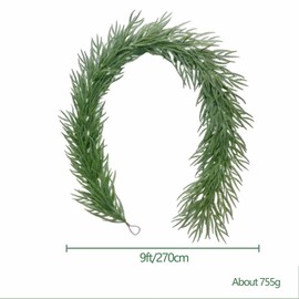 Christmas Norfolk Pine Garland, Green Outdoor Christmas Door Garland, Christmas Fireplace Christmas Tree Garland, Christmas Stair Garland, Christmas Wreath Banister Garland Decorations(9ft/270cm)