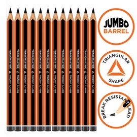 TRADEMASTER Carpenters Pencils Pack of 12 | Builders Pencil with TriGrip Jumbo Barrel - Construction Pencils Having Hard Lead for Marking Wood, Brick, Concrete & Plasterboard | Work Pencil for Builder