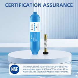 RV Water Filter, NSF Certified Inline Hose Water Filter for RV, Garden and Camper, Reduces Chlorine, Bad Taste, Odor, 2 Pack of RV Inline Water Filters with 2 Flexible Hose Protectors