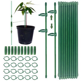 MOLIMOLI Pflanzenstütze, Rankhilfe, 20 Stück Pflanzstäbe mit 20 Karabinern & 10 Verlängerungsrohren, Tomaten Rankhilfe, Pflanzenhalter für Garten, Gurken, Zimmerpflanzen (90 PCS)
