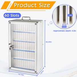 Ozzptuu 60 Slots Aluminum Alloy Pocket Chart Storage Cabinet for Cell Phones,Wall-Mounted with a Locked,Can be Carried by Hand (60 Slots)
