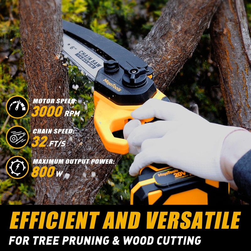MoJoTools 2-in-1 Cordless Mini Chainsaw & Pole Saw – 15FT