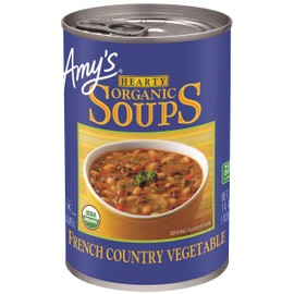 Amy’s Soup, Vegan Hearty French Country Vegetable Soup, Gluten Free, Made With Organic Rice, Vegetables and Herbs, Canned Soup, 14.4 Oz