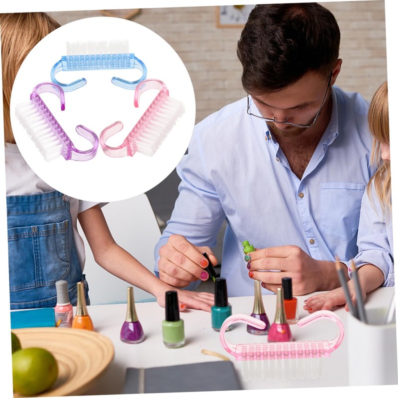 Beavorty 6pcs Nail Scrub Brush Comfortable Handle Cleaning Brushes for