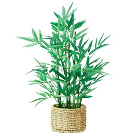 365 Blooming Decor 18 Inch Faux Bamboo Plant in Handmade Seagrass Pot - Luxury Artificial Bamboo Tree for Home, Office, Kitchen, Counter Top, Indoor Decor, Money Tree, Lucky Bamboo Tree