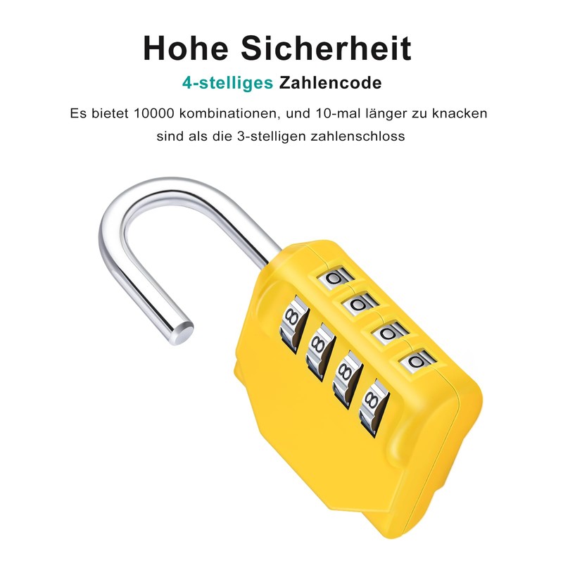 ZHEGE Combination Lock, Padlock with Combination Code, 4-Digit Lock for