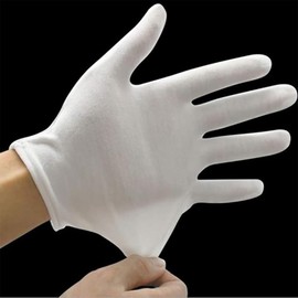GJNMYSD 4 Pairs White Cotton Gloves, Thickened Stretchable Moisturising Gloves for Dry Hands Eczema, Soft and Resuable Safety Works Glove for Guard, Parade, Jewellery, Film Photo, Coin Inspection