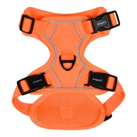 Puppia Neon Dog Harness H Sturdy Adjustable Neck and Chest Reflective Front and Back D-Ring for Small and Medium Dogs, Orange, Small