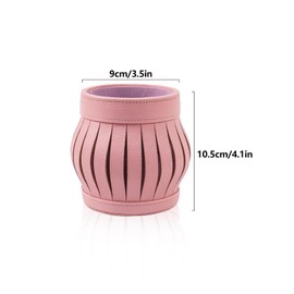 Nwvuop Makeup Brush Holder PU Leather Cosmetic Storage Organiser, Make Up Brush Organiser for Vanity Pen Pencil Holder(Pink)