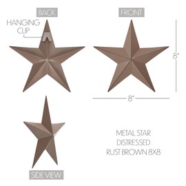 VHC Brands Patriotic Metal Star Distressed 8x8, Independence Day Decor, Decorative Wall Hanging, Rustic Farmhouse Decorations, Rust Brown, Black