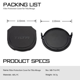 Tilta Filter Protection Cover for Tilta Mirage Matte Box 95 mm Circular Polarizer and 95 mm Variable ND Filter Module MB-T16-FPC