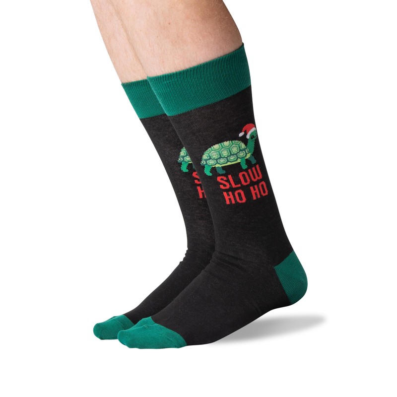 Hot Sox Men's Holiday Fun Novelty Crew socks, Slow Ho
