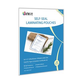 Uinkit Self Sealing Laminating Pouches, Waterproof Lamination Sheets for Document Permanent Adhesive 9x11.5inches 10Pack 10mil Thick Gloss Finish No Need Machine (9x11.5Inchesx10Pack)