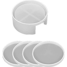 Tefola 5Pzs Moldes de Silicona para Posavasos de Resina, Fácil Desmoldeo, Material de Silicona, Superficie Lisa, Redondo, CRAFT_MOLD