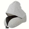 Hooded U-Shaped Memory Foam Travel Pillow, 9.84 × 9.06 ×