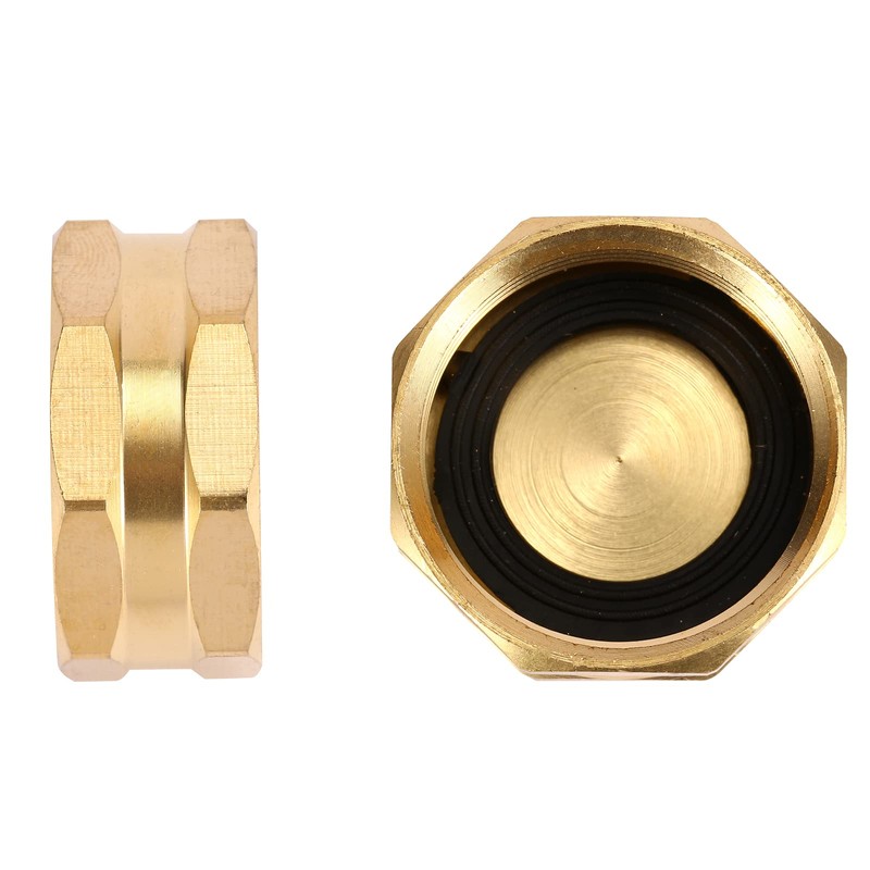 Sanpaint 2 Pack Garden Hose End Caps with Washers, Brass