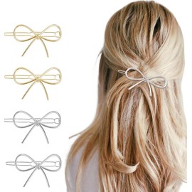 4Pcs Metal Bow Hairpins Hair Clips for Women Girls Chic Bows Hairpins Barrettes Simple Hair Pin Stylish Hair Accessories Minimalist Bow Hair Pins Gift