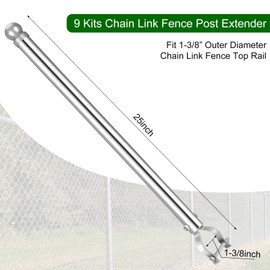 Hicarer 9 Pcs Chain Link Fence Post Extender 25 Inch Fence Extension Height Galvanized Chain Link Fence Extension for Privacy and Dogs (1-3/8"), Sliver