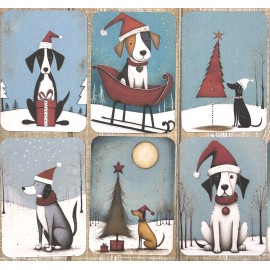 Whimsical Christmas dogs junk journal card toppers set of 10 junk journal cards
