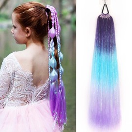 Rainbow Ponytail Hair Extensions with Scrunchie, 1 Pack, 26 Inch Long Coloured Hair Extensions for Braiding for Girls and Women (#X38)