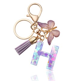 CHUQING Keychain Letter Initial Gifts with Initials Keyring Letter Women's Keyrings Keychains Key Chain Butterfly