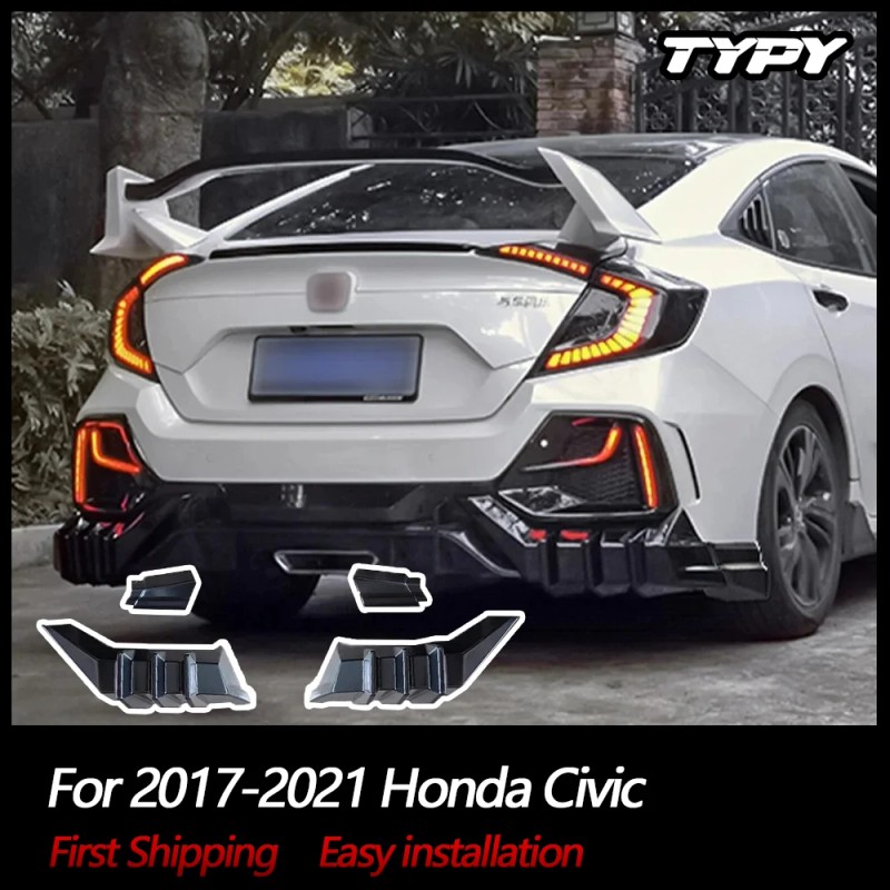 For 2017-2021 Honda Civic FK4 FK7 MU Style Rear Bumper