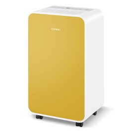 COSTWAY 2500 Sq. Ft Dehumidifier for Basement, 32 Pints Portable Quiet Dehumidifier with Sleep Mode, 24H Timer, Auto Shut Off, Auto Defrost & Drain Hose for Basement Bathroom (Yellow)