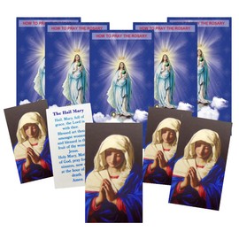 How to Pray The Rosary Pamphlet Set with Hail Mary Holy Cards Prayer Guide Folder School Classroom Bulk Bundle, 10 Pack
