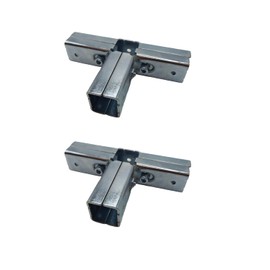 2 Pcs 4 Way T Shape Connector , Square Steel Tube Fittings Joint Pipe Clamps, Joint Link Fence Clamps for 4-Way Pipe Clamp end Rail Clamps Fence/Guardrail Rails (Bolts/Nuts Included) for OD 1" or 25MM