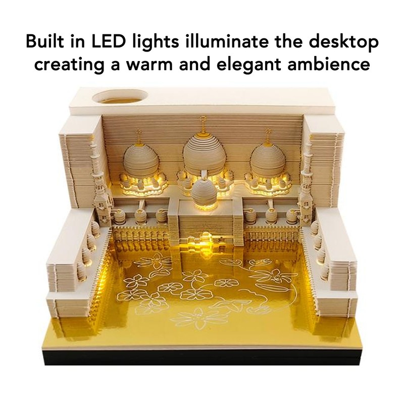 3D Mosque Notepad LED Lights 3D Tear Away Paper Sculpture