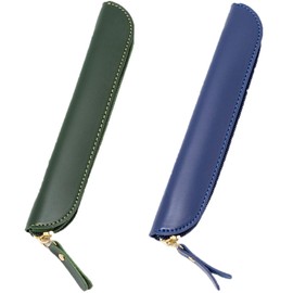 Powerruif 2 Stück PU Leder Stifteetui, Tasche für Kugelschreiber Etui Klein Tragbare Stifteetui mit Reißverschluss für Kosmetikaufbewahrung und Schreibwaren