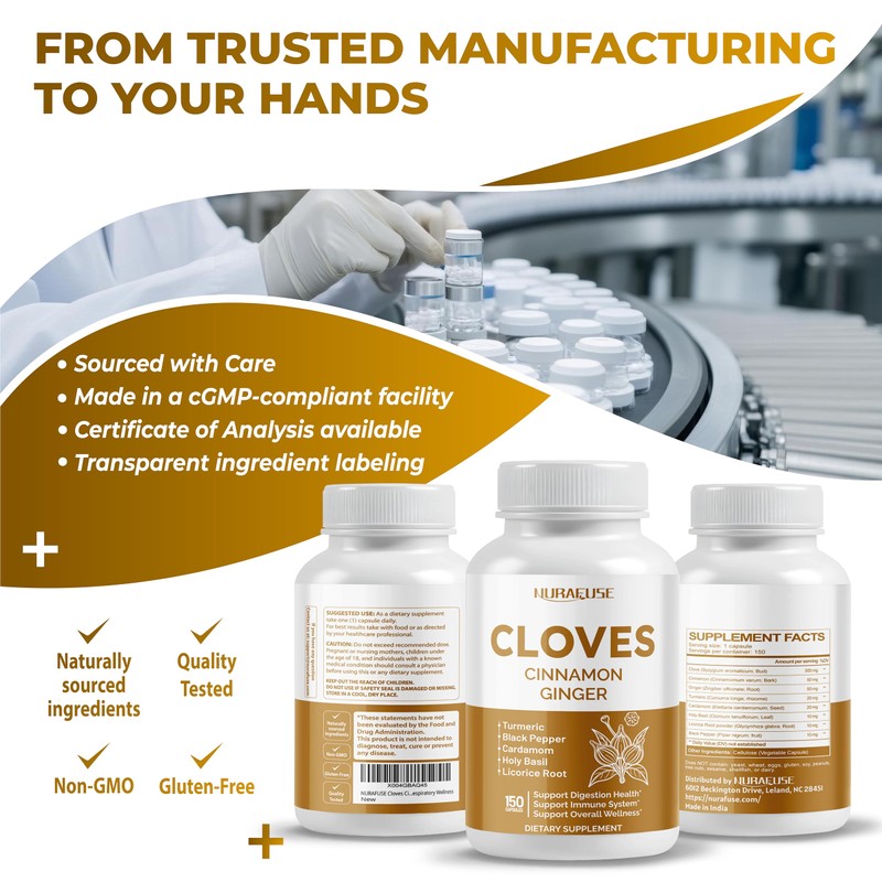 Cloves Cinnamon Ginger - Support Digestion Health, Immune System, Respiratory