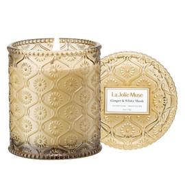 LA JOLIE MUSE Fall Candle | Ginger & White Musk Candles – Ginger, Lemongrass & Musk | 6 oz Soy Candle | Natural Soy Wax | 40 Hours Clean Burn | Gift-Ready for Fall Transitions| Seasonal Home Décor