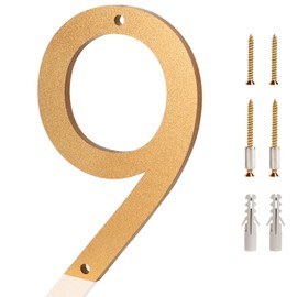 5 Inch Floating House Number 9 - Easy Installation With Screw Set, Includes Hardware for Flush or Floating Mount, Gold Acrylic Address Mailbox Numbers for Door, Exterior, Porch