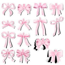 Skyygemm 12 Pcs Pink Bow Magnetic Bookmarks Coquette Style Bookmarks Magnetic Preppy Cute Book Makers Clips for Book Lovers Reading Lovers Women Gifts