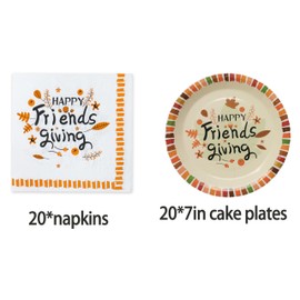 Pandecor Happy Friends Giving Maple Leaf Disposable Plates and Napkins Party SuppliesSet, Serve up to 20 Guests