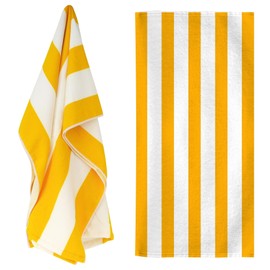 GEEZY Microfibre Beach Towel, Orange Striped - Quick Drying, Lightweight, Sand-Free, Large & Durable, Summer Design - Beach Essentials for Travel, Holiday, Swimming, Sauna, Adults & Kids, 70x140cm